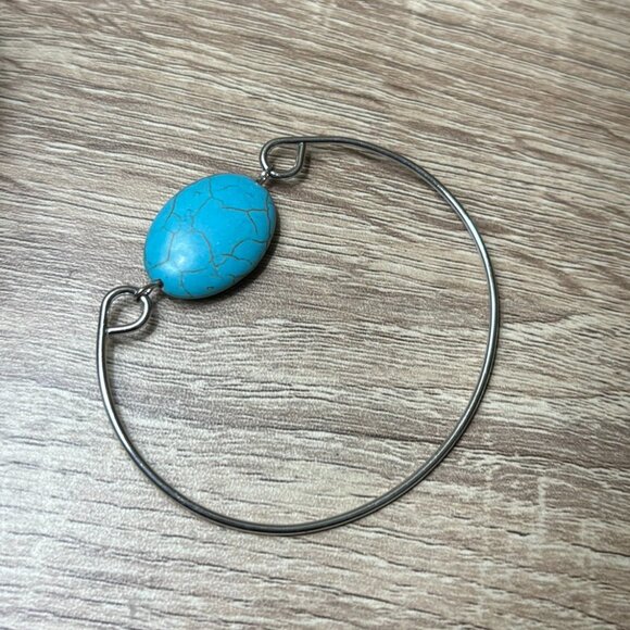 Jewelry - Turquoise Stone Silver Simple Dainty Boho Bracelet
